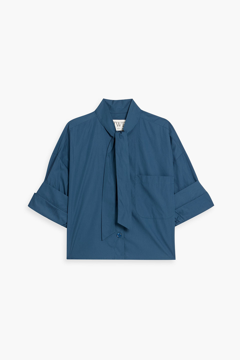Twp Next Ex Cropped Cotton-poplin Shirt In Blue