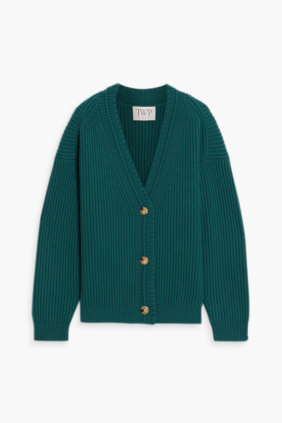 Twp Ribbed Cashmere Cardigan In Green