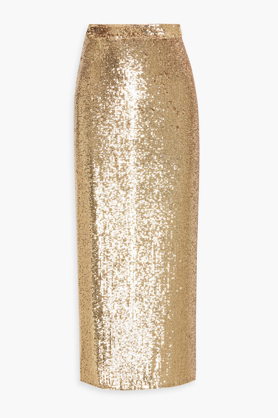 Twp Gwyneth Sequined Stretch-mesh Midi Skirt In Gold