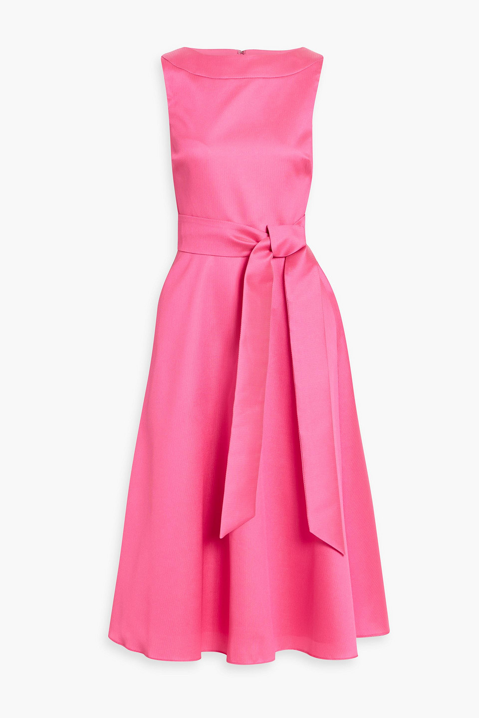 badgley mischka - belted gazar midi dress - pink - us 4