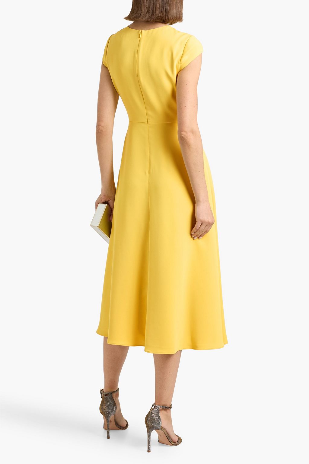 BADGLEY MISCHKA Floral-appliqud crepe midi dress | THE OUTNET BADGLEY MISCHKA Floral-appliqud crepe midi dress | THE OUTNET