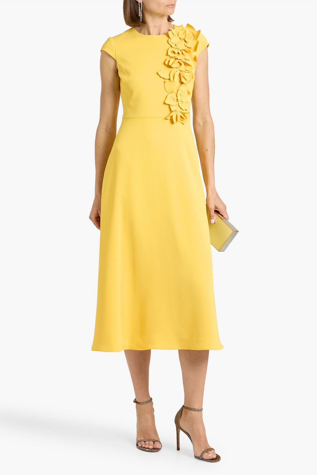 knee length dresses for ladies Embroidered Lace Shirt Dress with Sash by Badgley Mischka main image 1