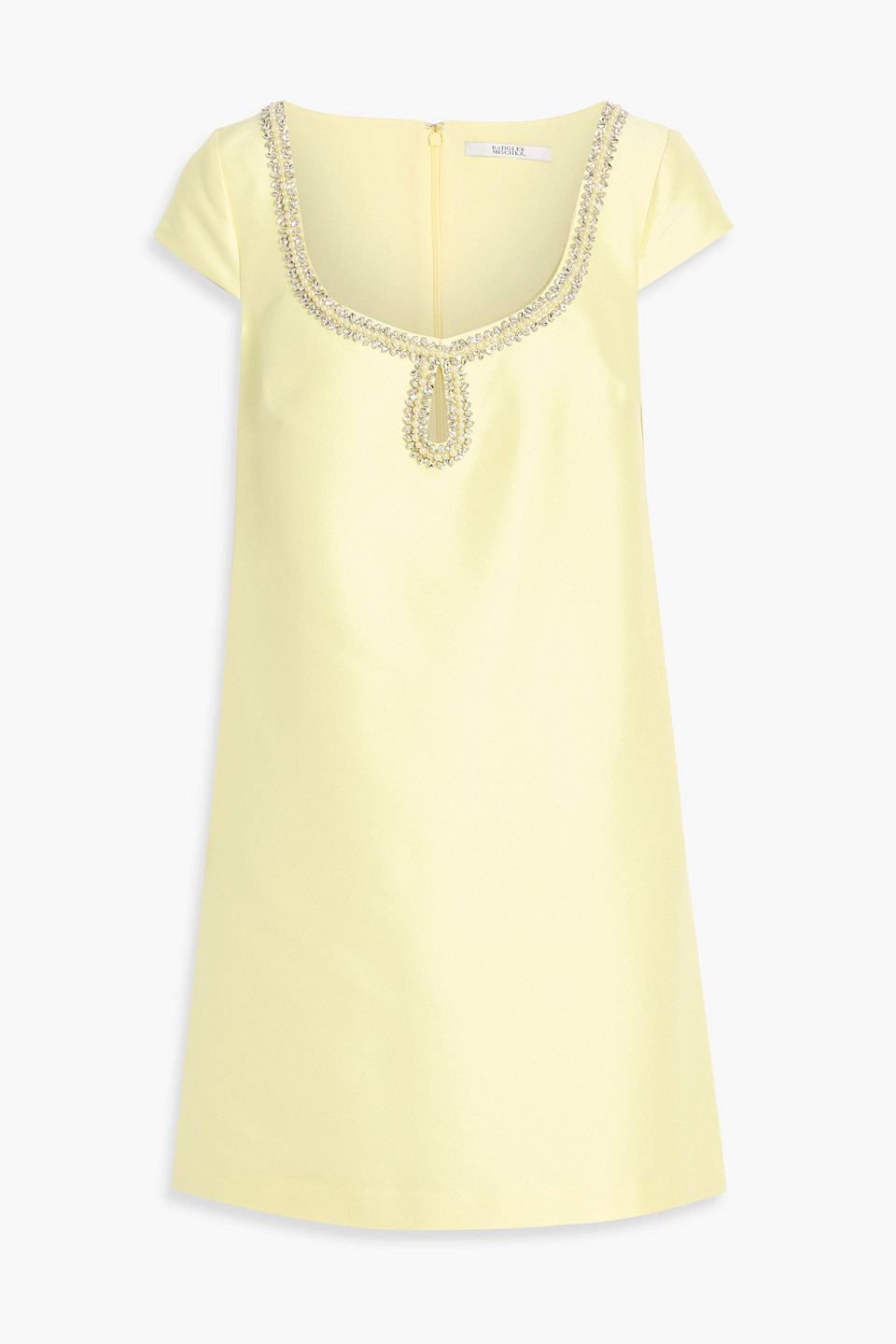 Badgley Mischka Embellished Twill Mini Dress In Yellow