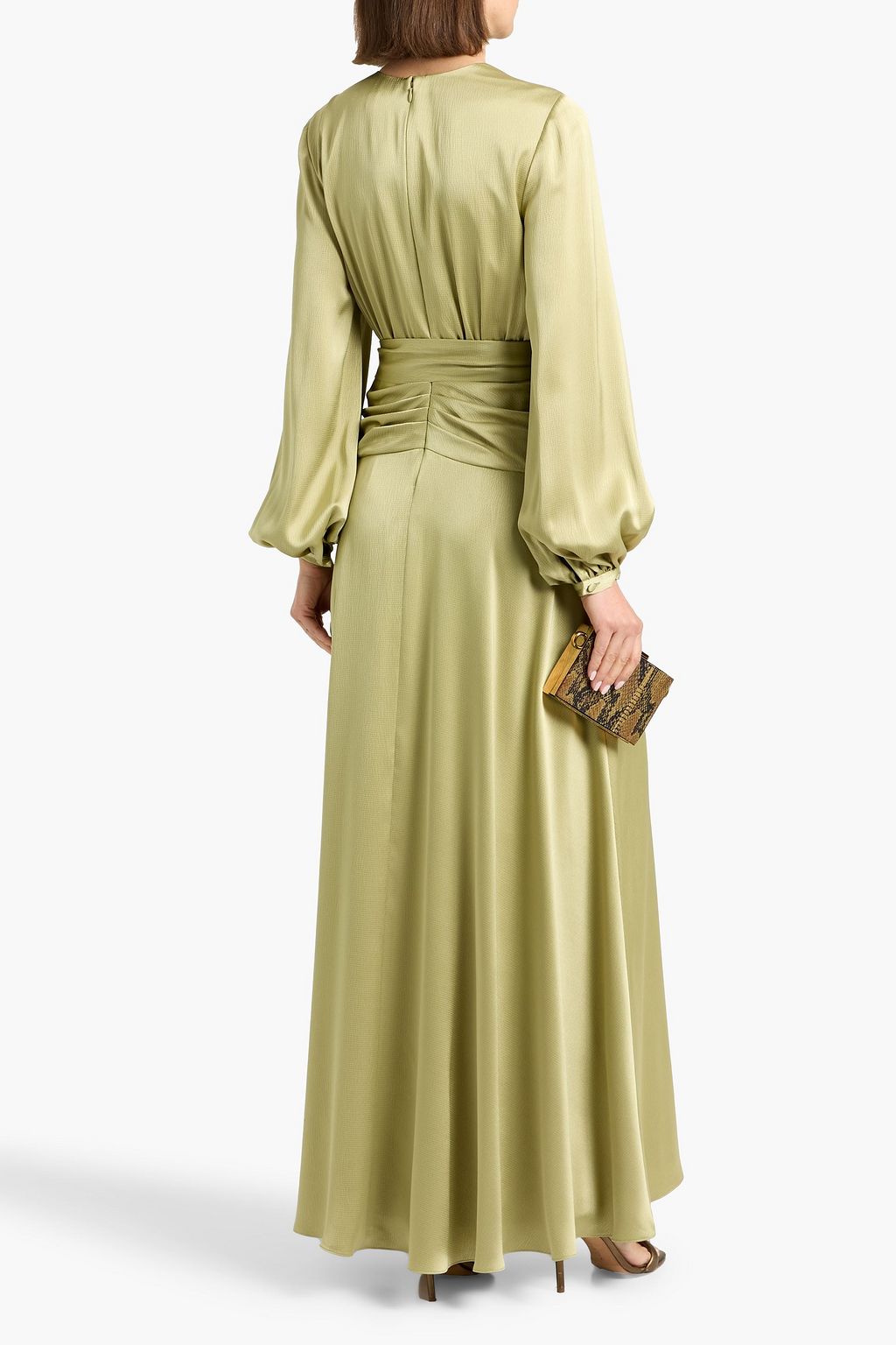 3 4 sleeve long black dress Black Crepe A Line Gown With Beaded 3/4 Sleeves main image 1