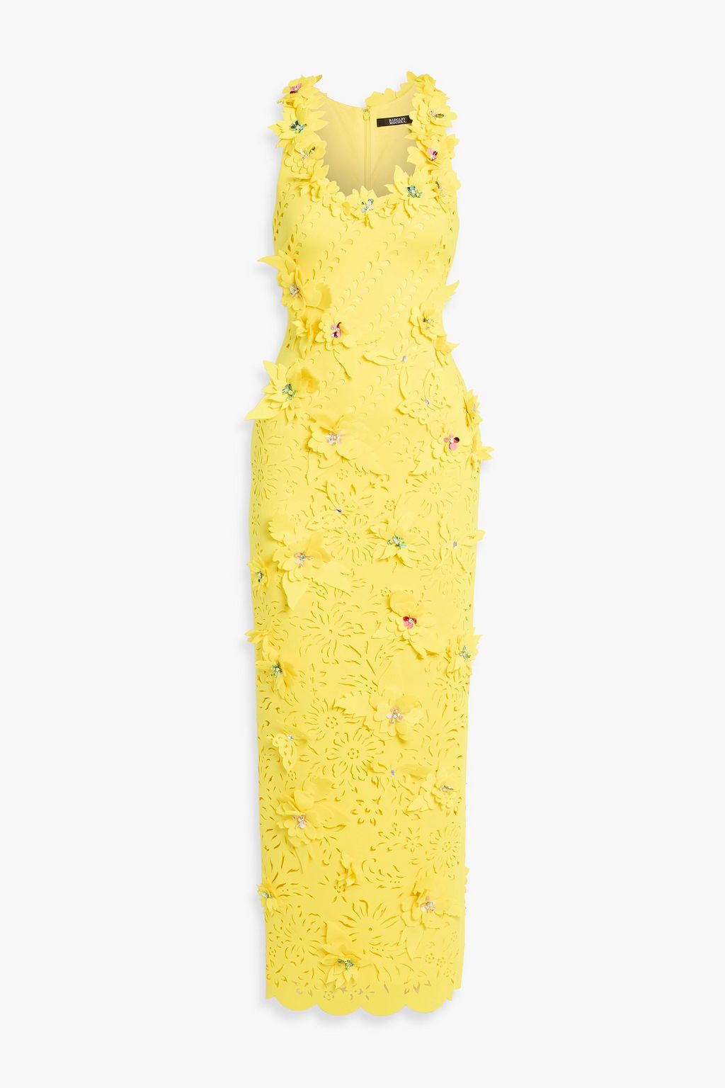 white christmas dresses Badgley Mischka Laser Cut Flower Trapeze Gown