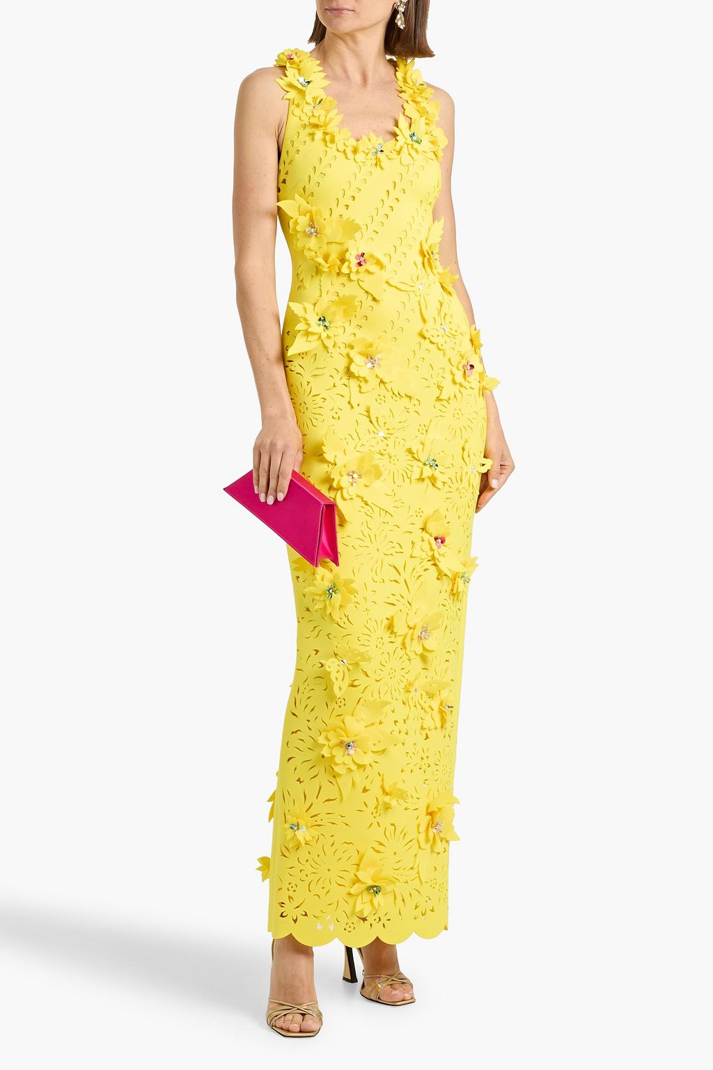badgley mischka laser-cut floral fit-&-flare dress Strapless Lace Appliqué Mini Dress main image 0