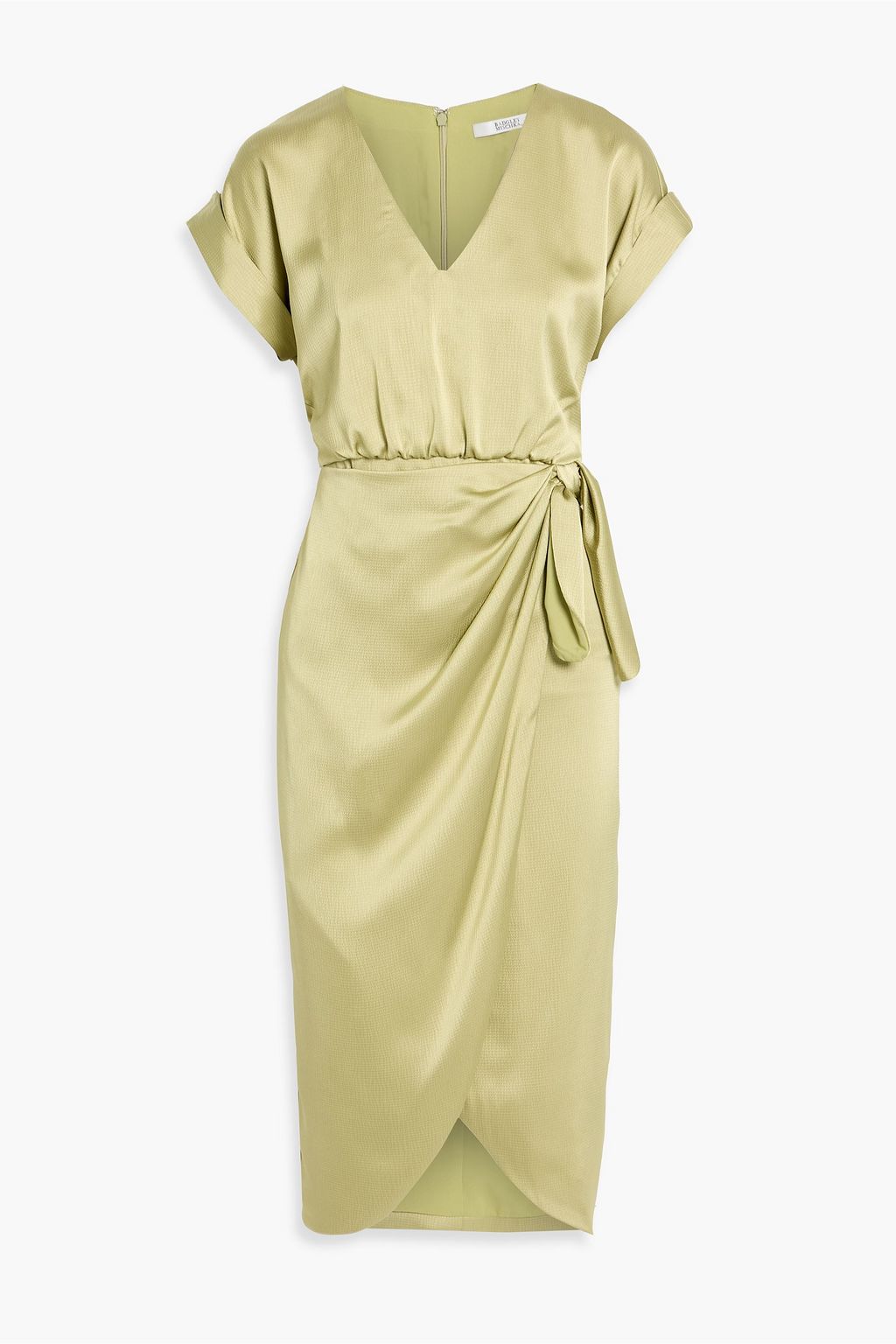 BADGLEY MISCHKA Wrap-effect hammered-satin dress | THE OUTNET