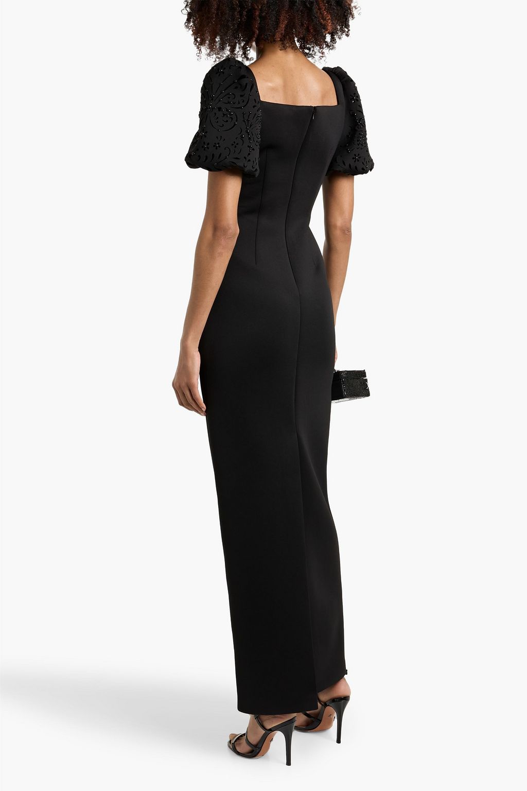 knee length dresses for ladies Long Sleeve Laser Cut Sheath Dress by Badgley Mischka main image 1