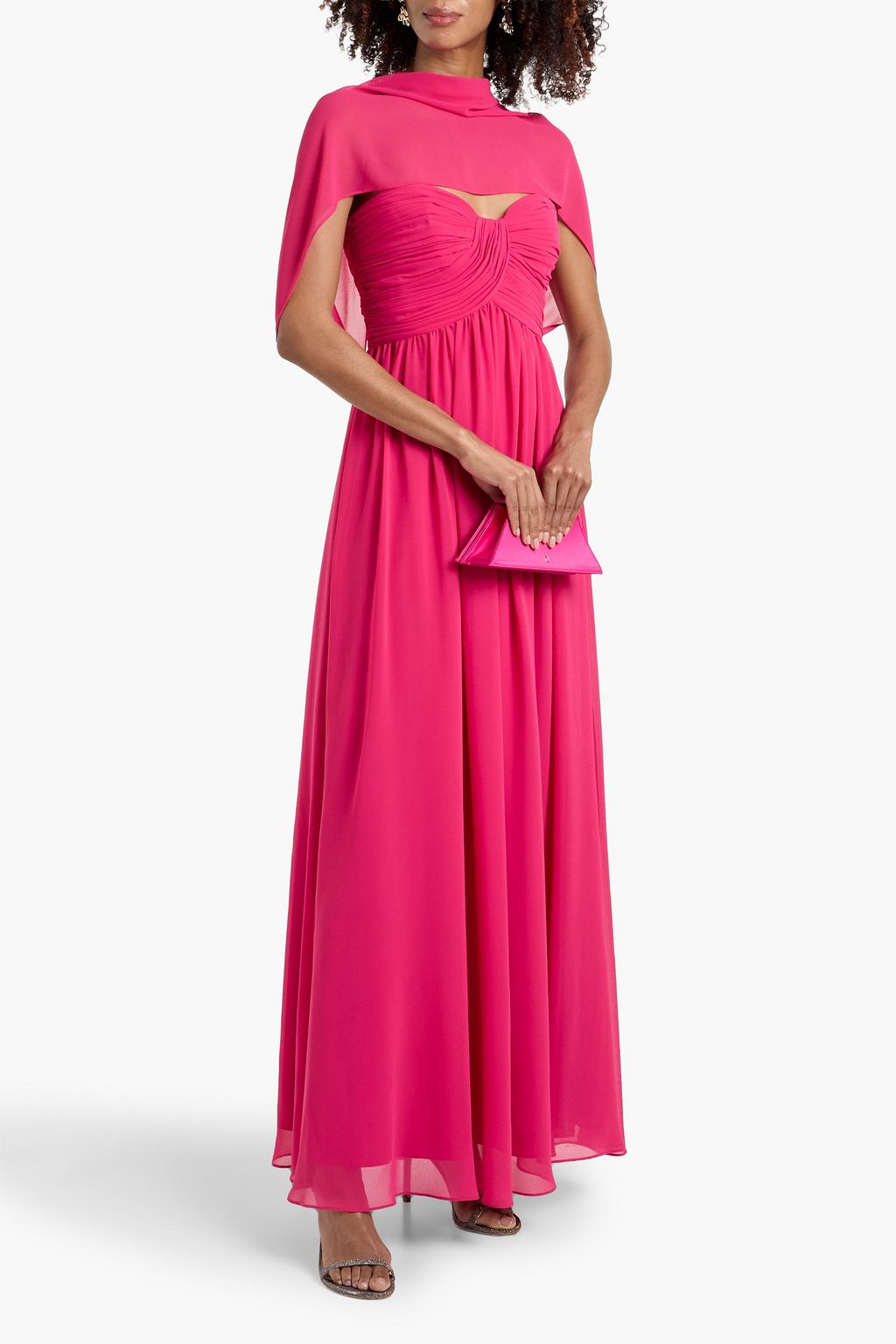 BADGLEY MISCHKA Draped chiffon gown | THE OUTNET