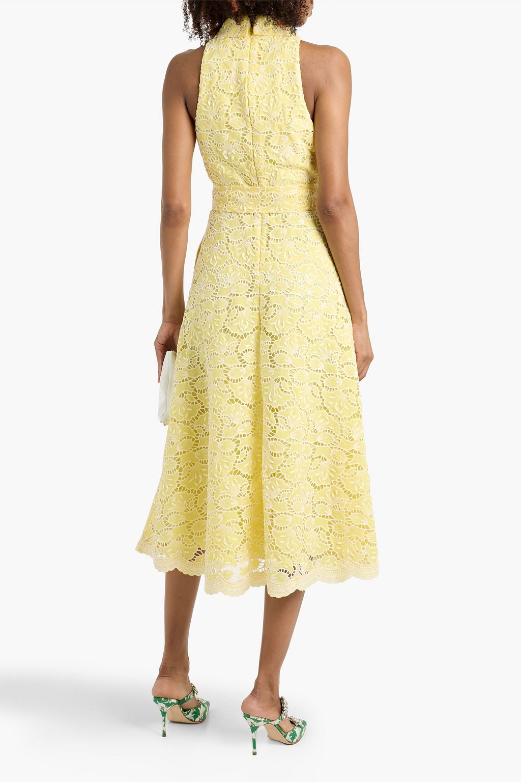 badgley mischka gold pleated midi dress Hallie Pleated Cotton Poplin Midi Dress by Jewel Badgley Mischka