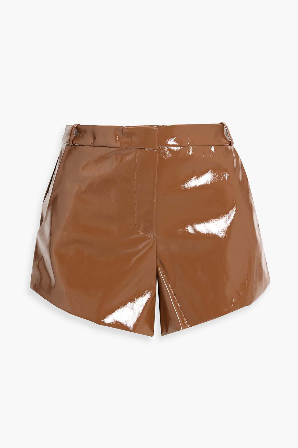 Ronny Kobo Zaree Glossed Shorts In Brown