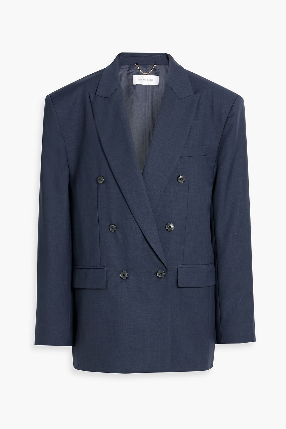 ronny kobo - 1988 double-breasted wool-blend blazer - blue - xs/s