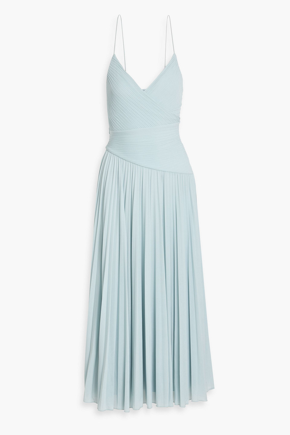 ronny kobo - tay pleated stretch-crepe midi dress - blue - xs