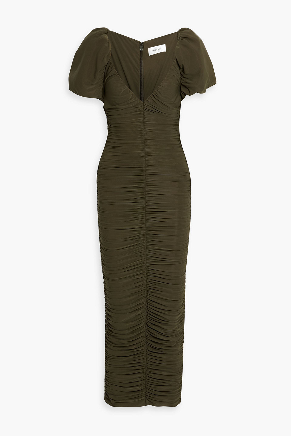 Ronny Kobo Lupine Ruched Stretch-jersey Maxi Dress In Green