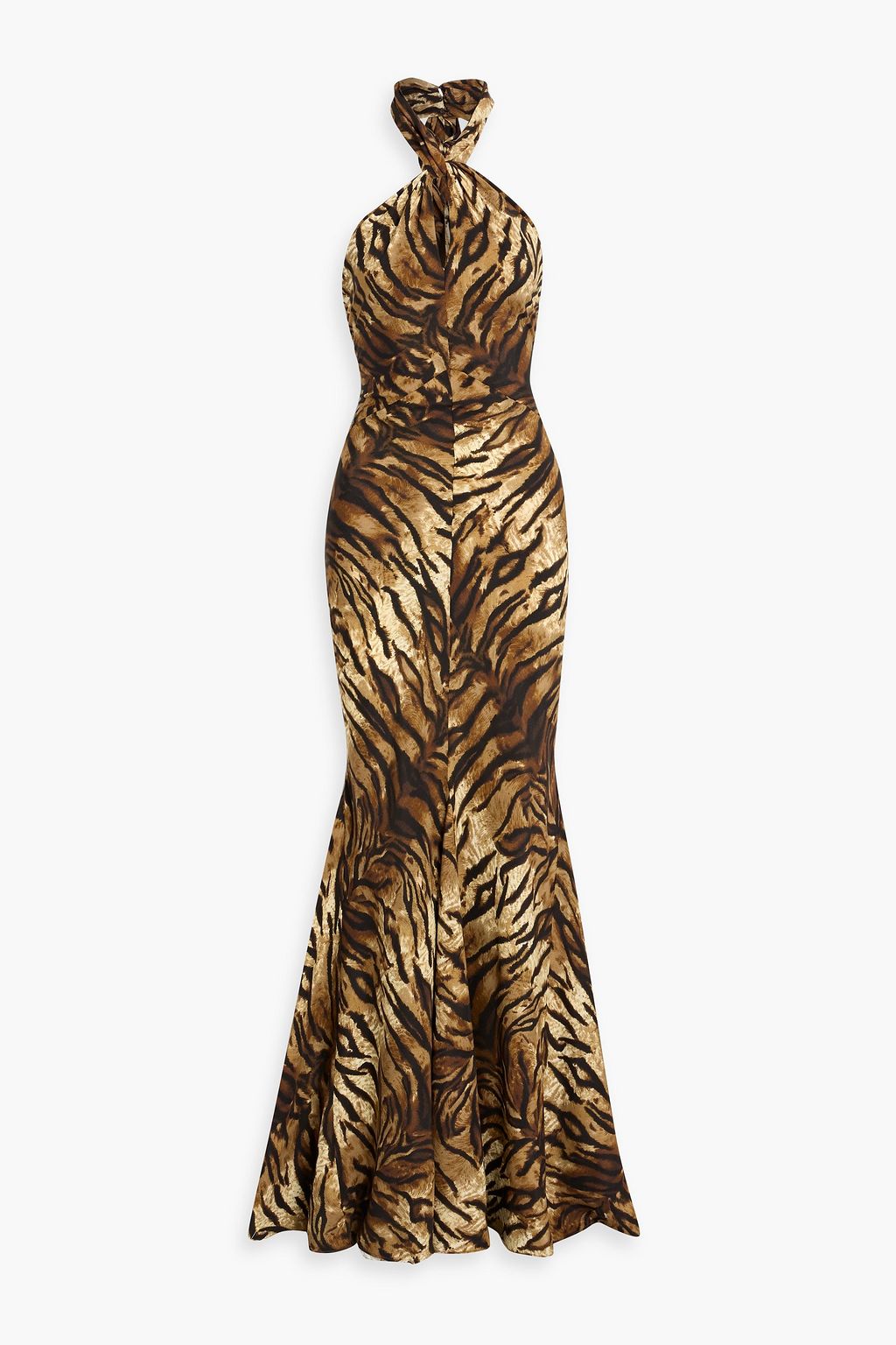 Ronny Kobo Affina tiger-print silk-blend halterneck gown - Women - Animal print Dresses - M