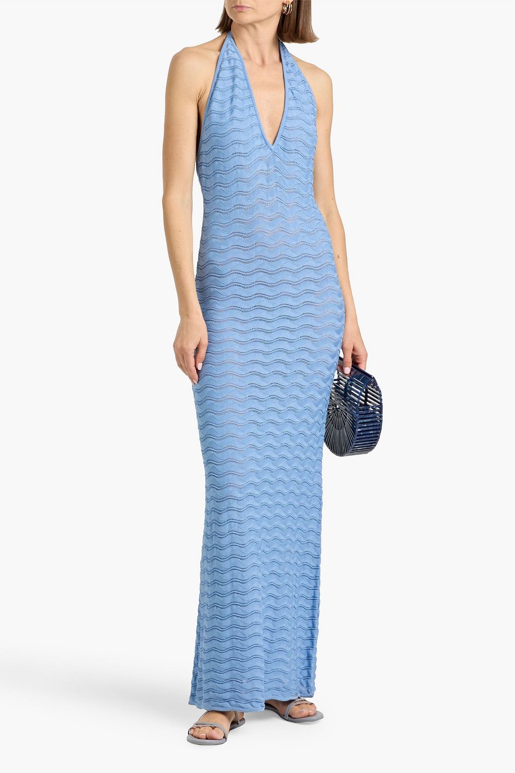 RONNY KOBO Yael pointelle-knit halterneck maxi dress | THE OUTNET