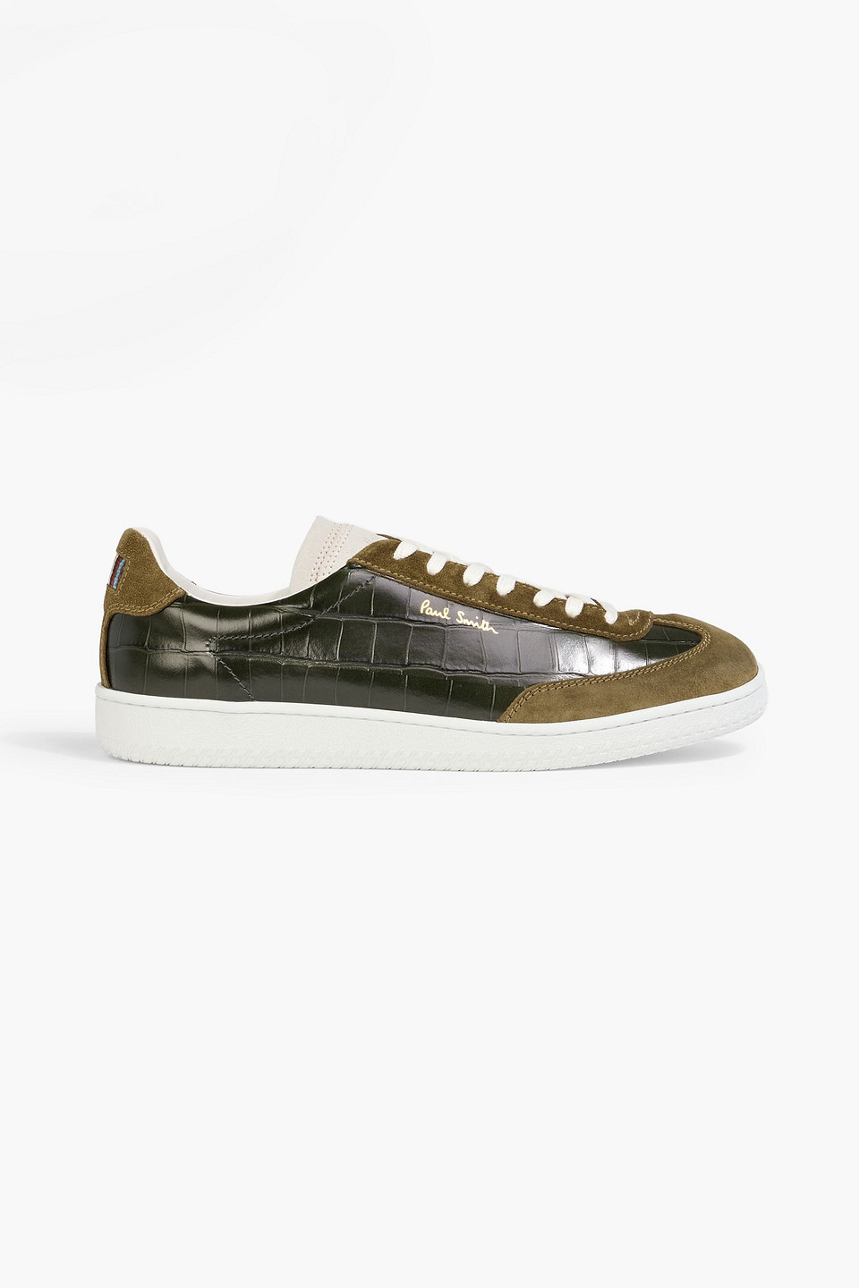 paul smith - como croc-effect leather and suede sneakers - black - uk 7