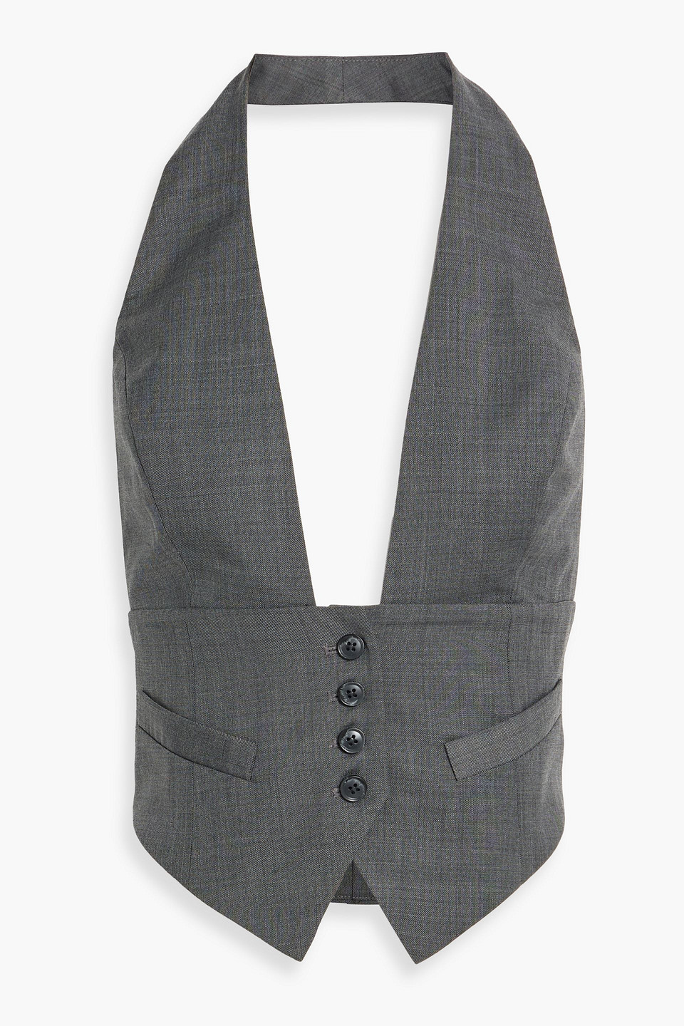 Ronny Kobo Alesis Wool-blend Twill Halterneck Vest In Gray