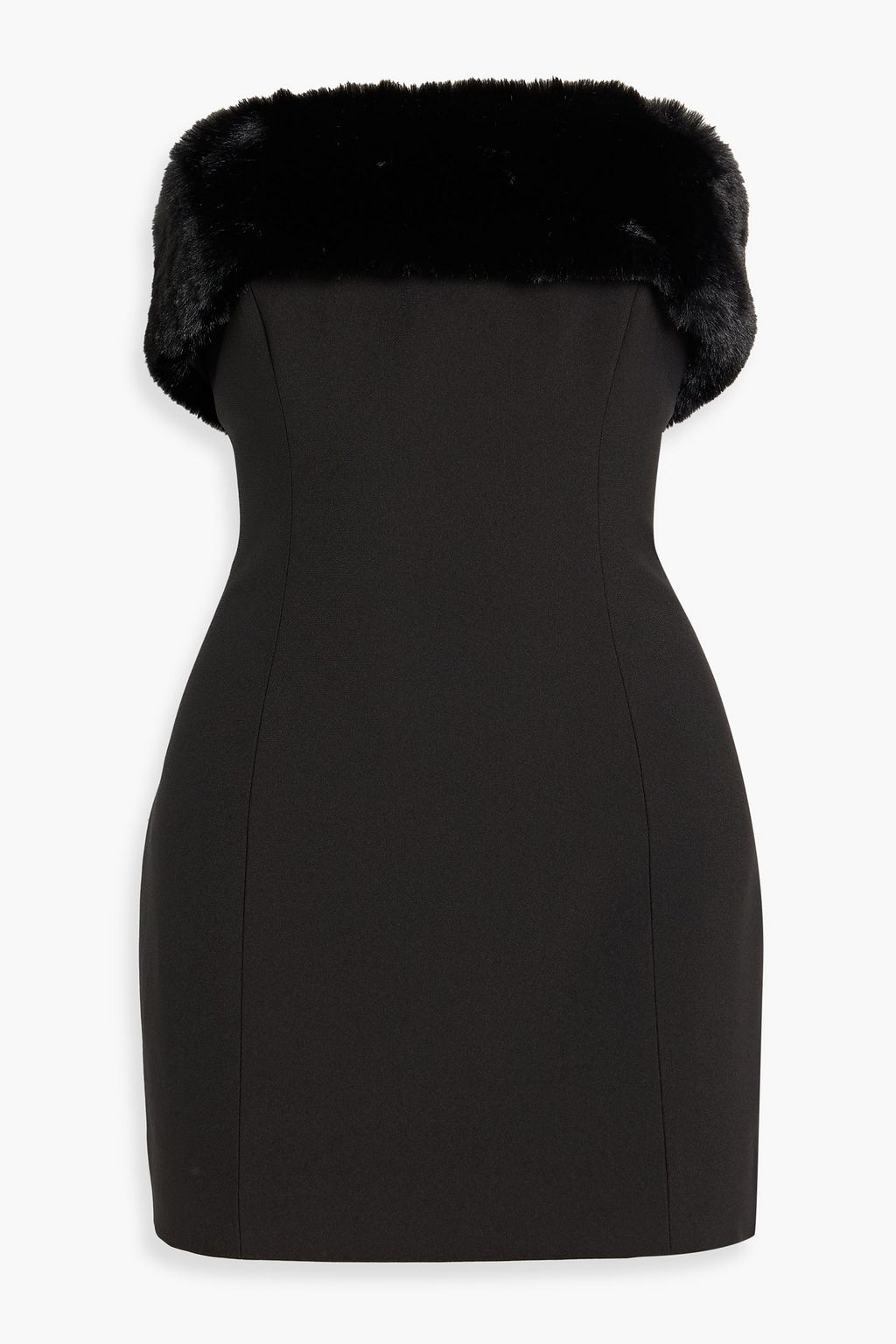 RONNY KOBO Clause strapless plush-trimmed crepe mini dress | THE OUTNET RONNY KOBO Clause strapless plush-trimmed crepe mini dress | THE OUTNET