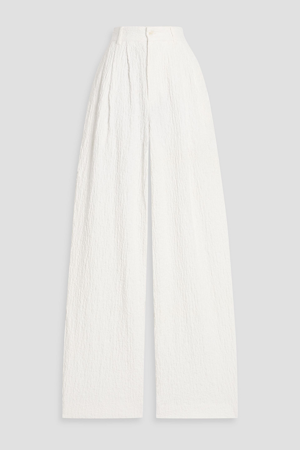 ronny kobo - krew cotton-blend cloqué wide-leg pants - white - xs