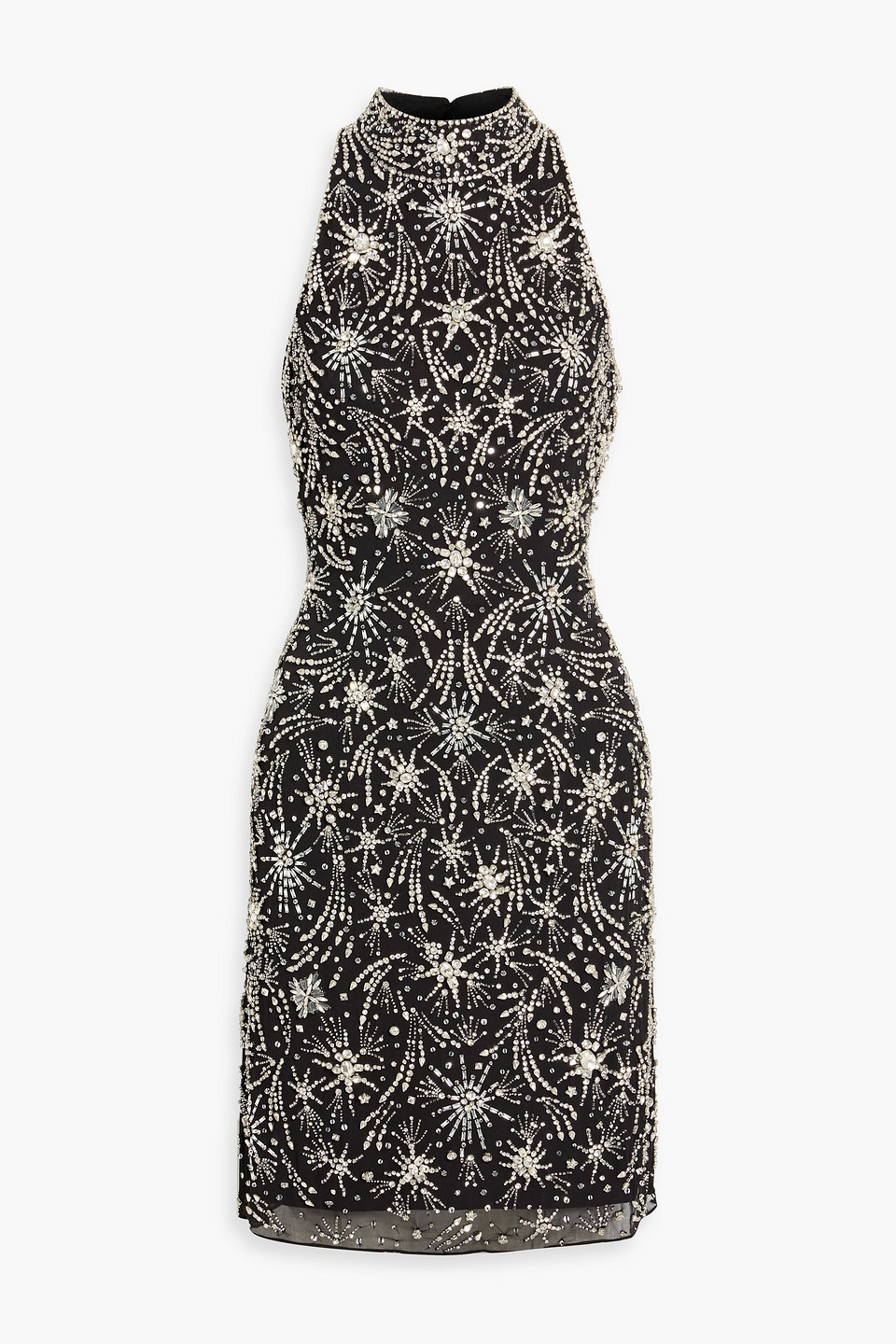 Jenny Packham Starry Night Embellished Chiffon Mini Dress In Black