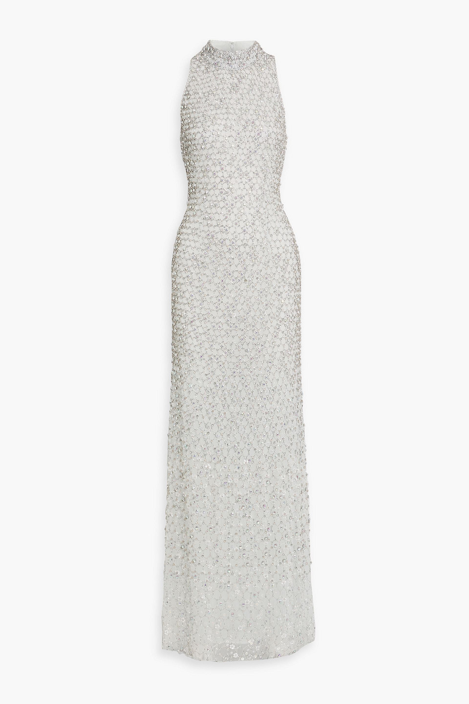 jenny packham - juno embellished silk-chiffon gown - metallic - uk/au 10