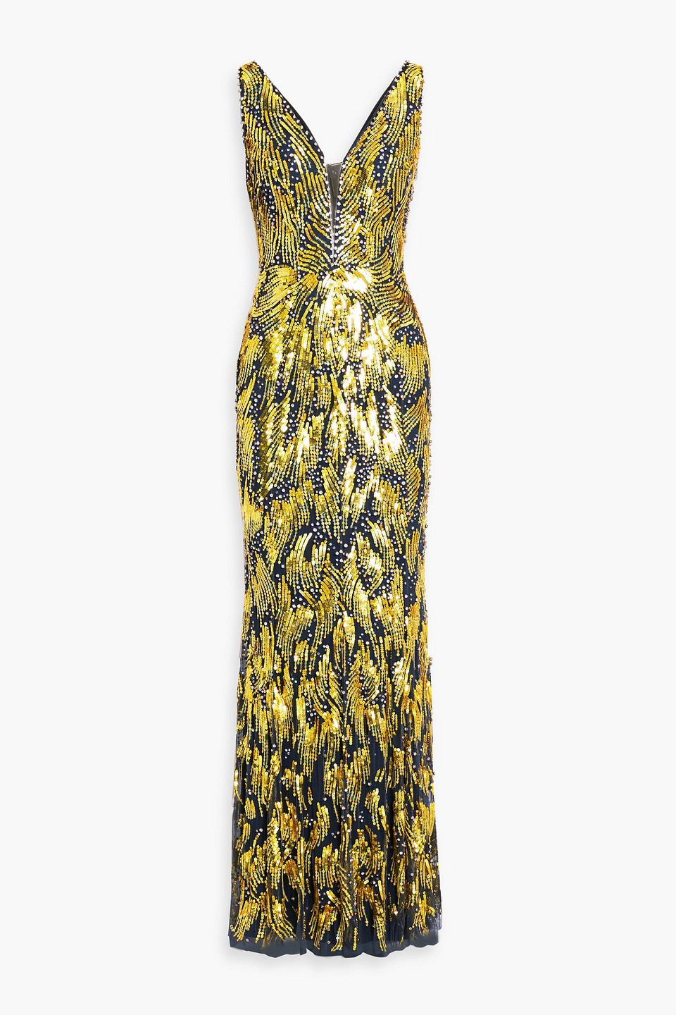 Jenny Packham Marion Embellished Mesh Gown In Green
