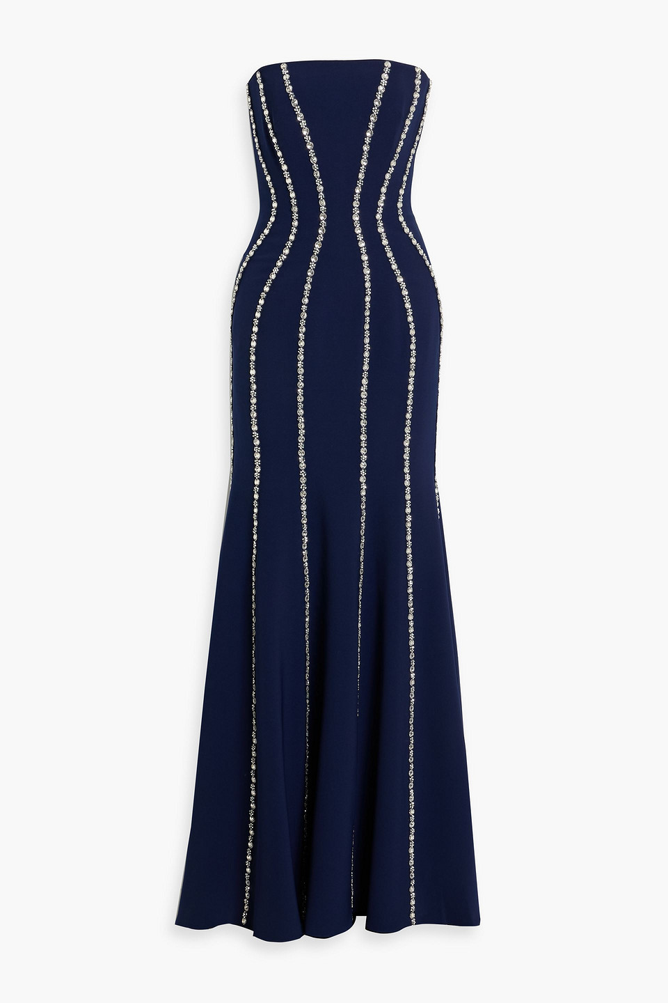 Jenny Packham Dash Strapless Embellished Crepe Gown In Blue