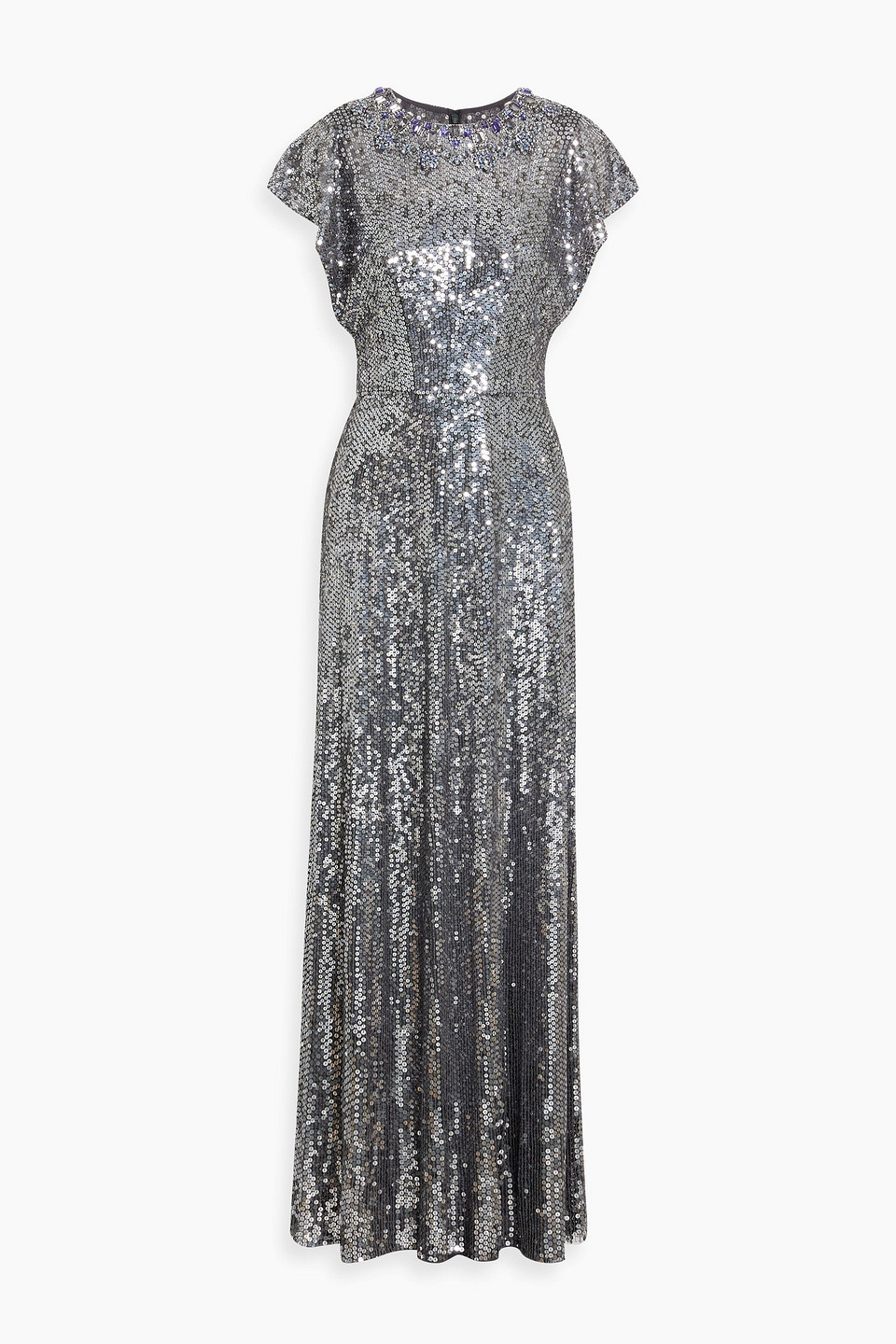 Jenny Packham Odisha Embellished Tulle Gown In Gray