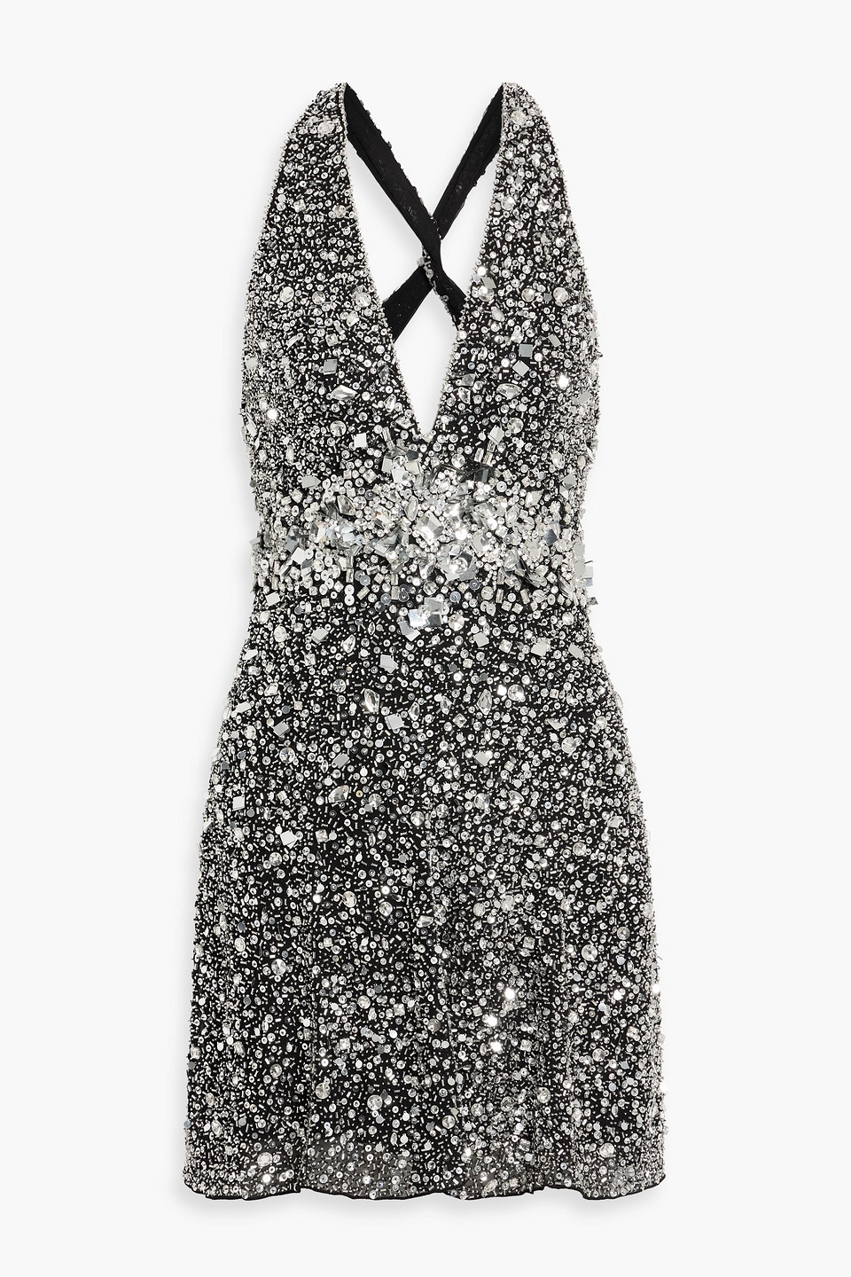 jenny packham - pretty thing embellished tulle mini dress - black - uk 8