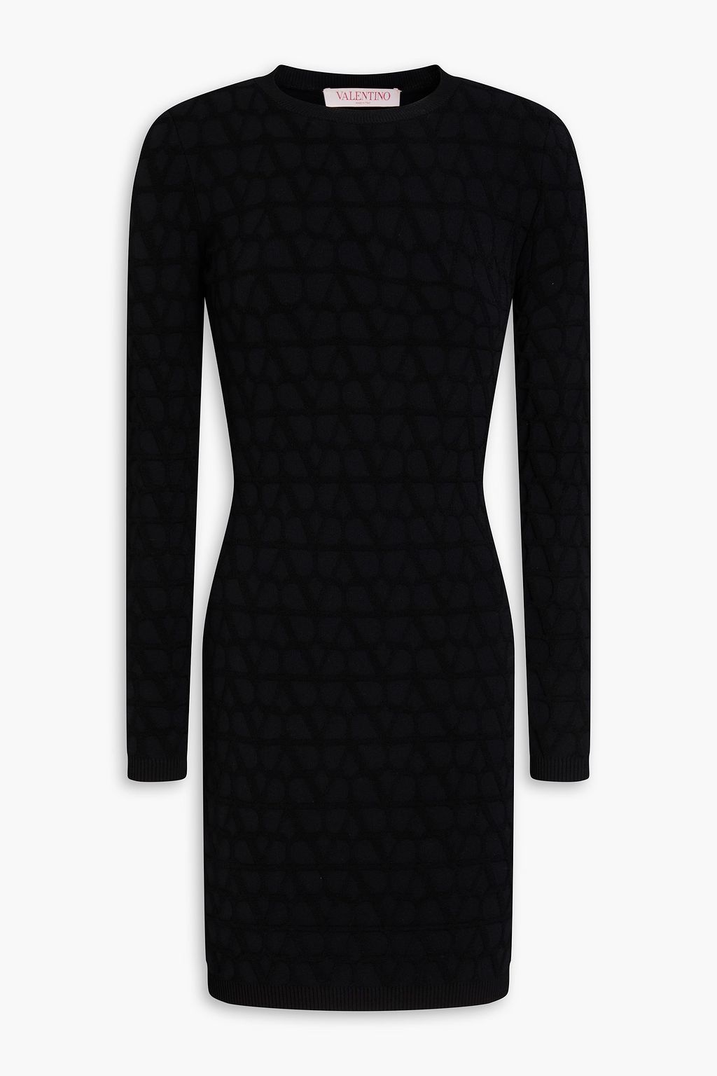 Jacquard-knit mini dress - black - XS