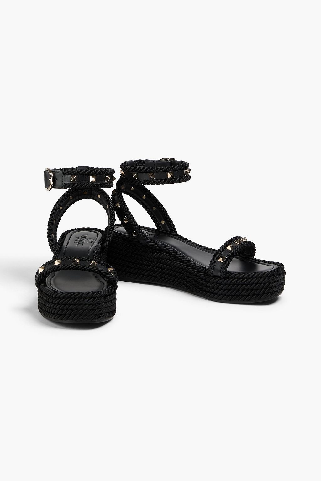 VALENTINO GARAVANI Rockstud leather and cord platform sandals