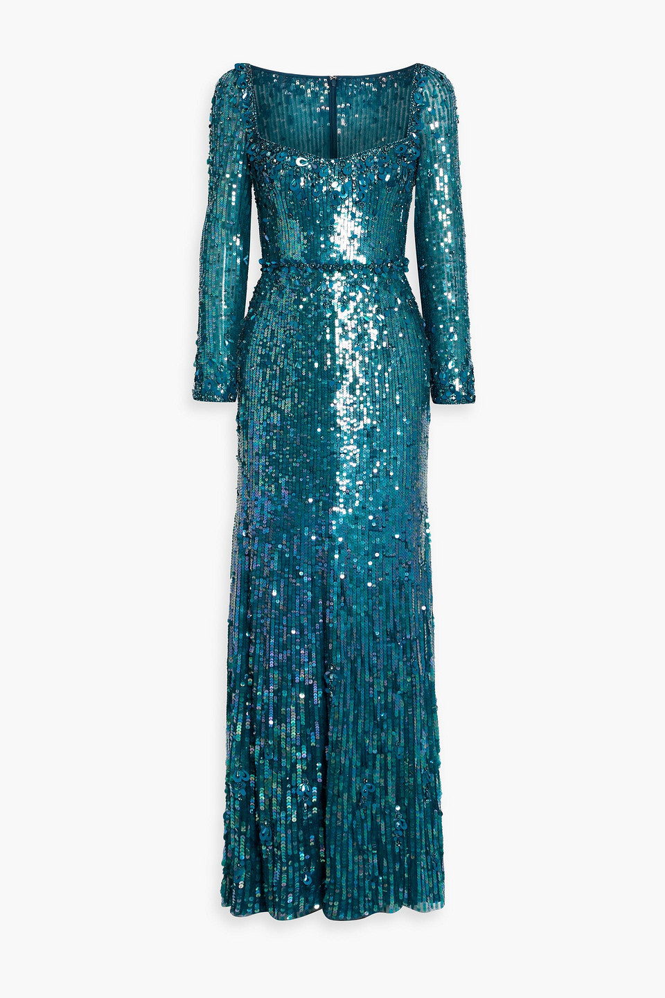 jenny packham - kestra embellished tulle gown - blue - uk 8
