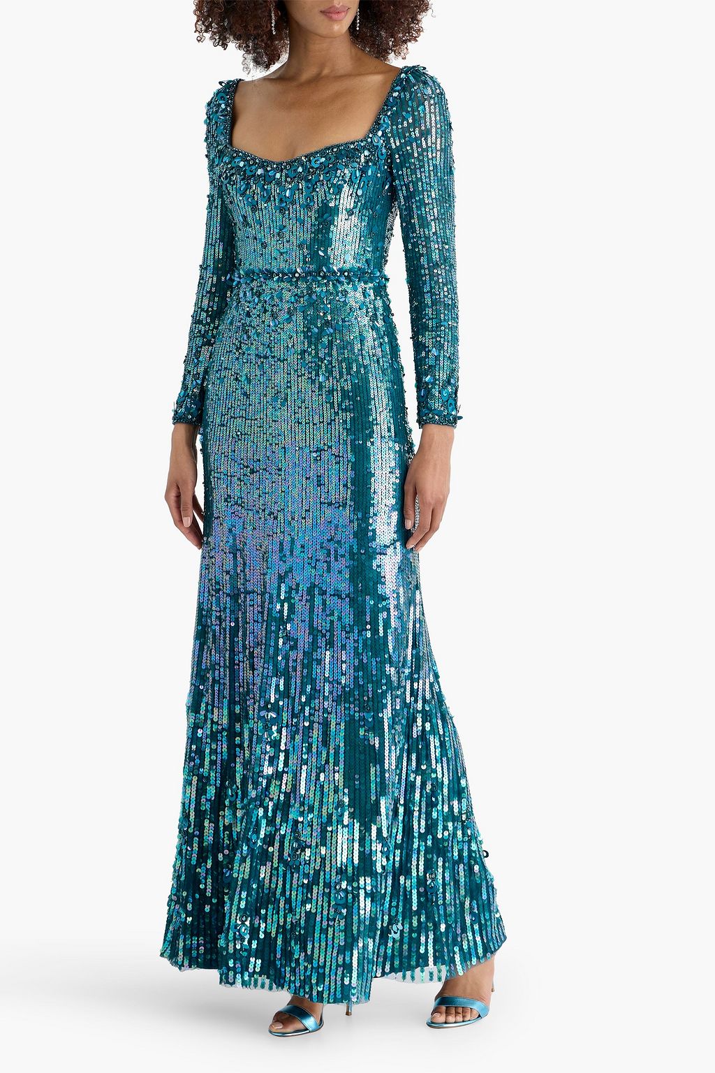 Jenny Packham Kestra sequin-embellished Maxi Dress in mosaic Blue at Nordstrom, Size 8 UK Jenny Packham Kestra sequin-embellished Maxi Dress in mosaic Blue at Nordstrom, Size 8 UK