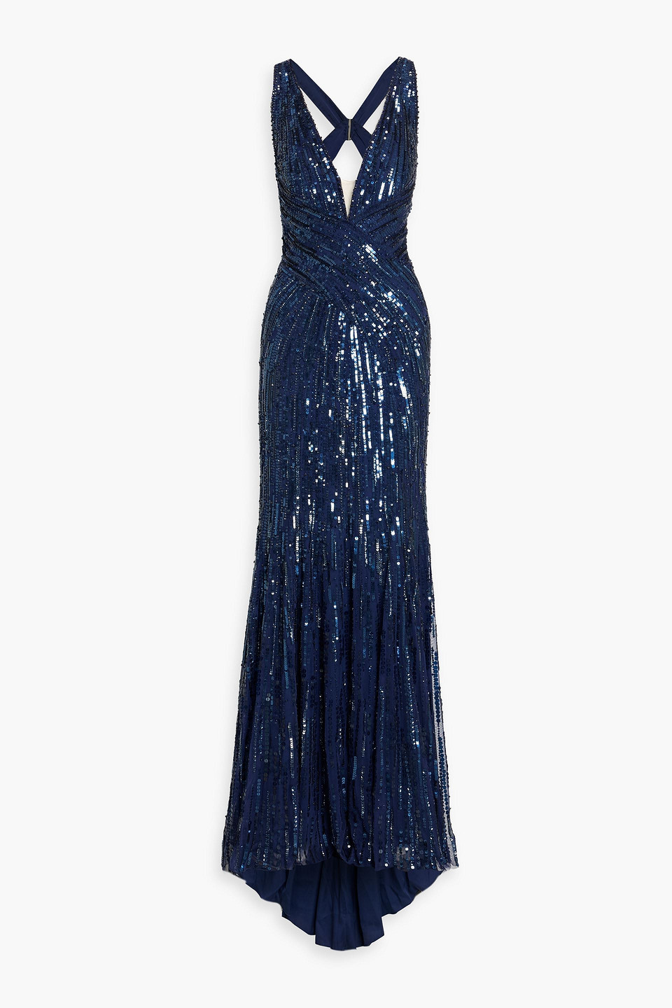 jenny packham - luxor embellished tulle gown - blue - uk 14