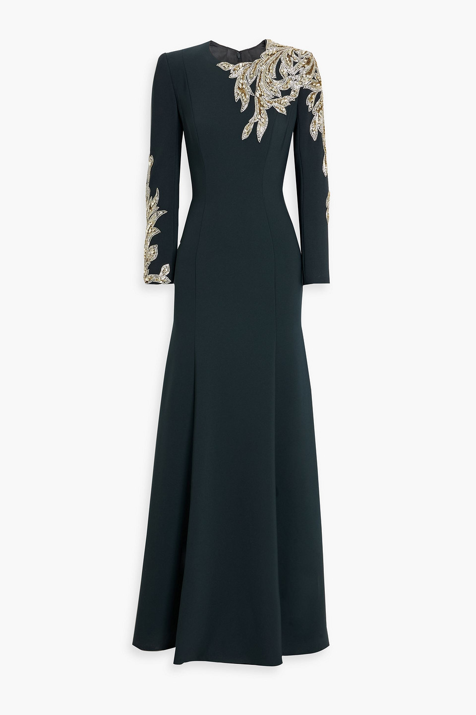 Jenny Packham Honor Embellished Crepe Gown In Black