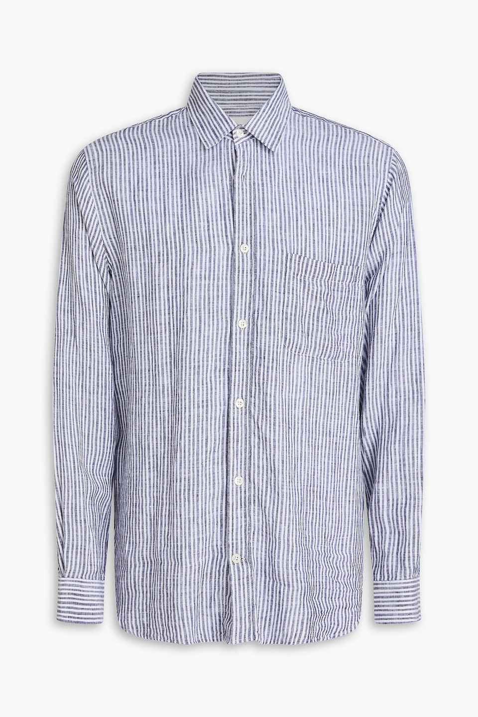frescobol carioca - telles striped linen shirt - blue - s