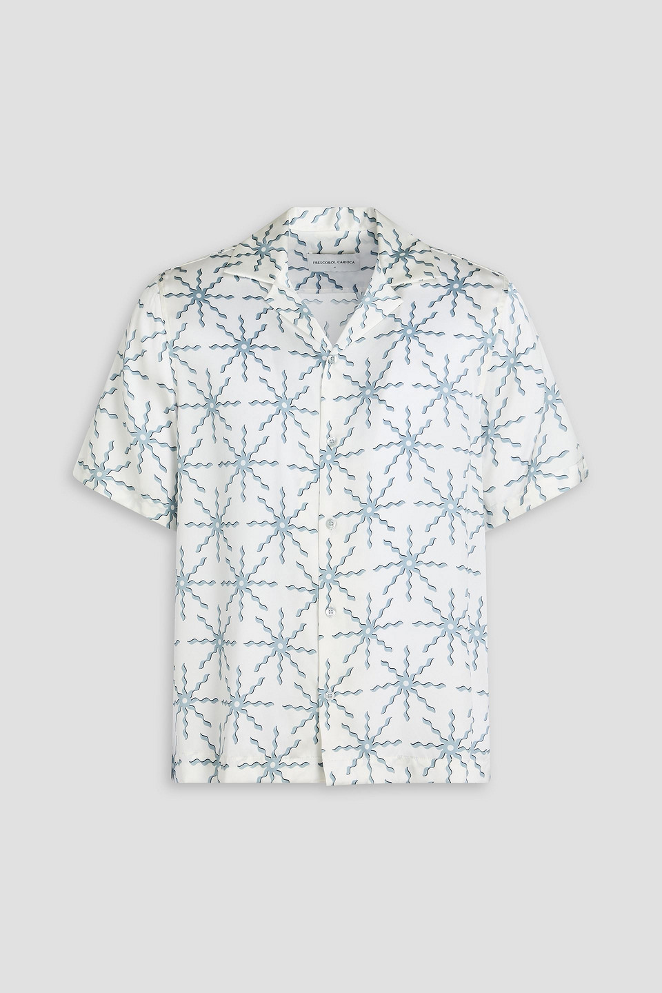 frescobol carioca - roberto printed silk-satin shirt - white - s