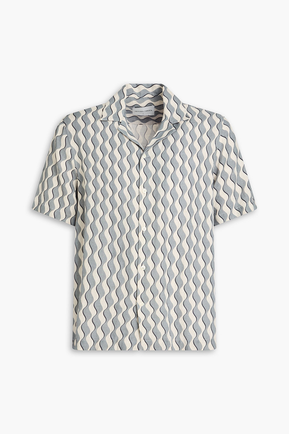 frescobol carioca - roberto printed linen shirt - blue - s