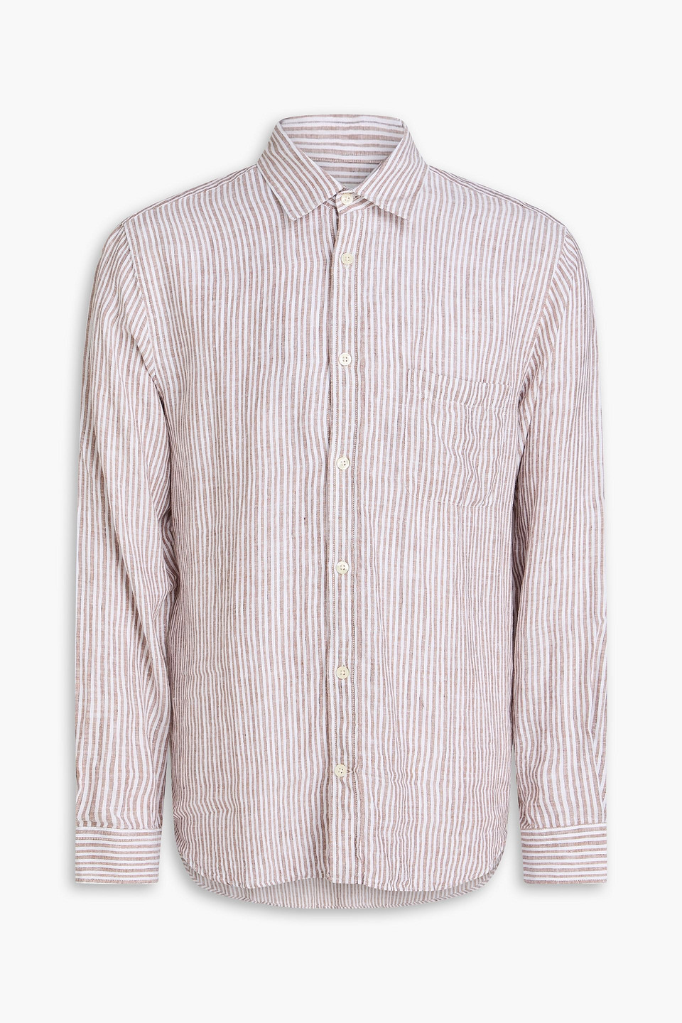 frescobol carioca - telles striped linen shirt - brown - s
