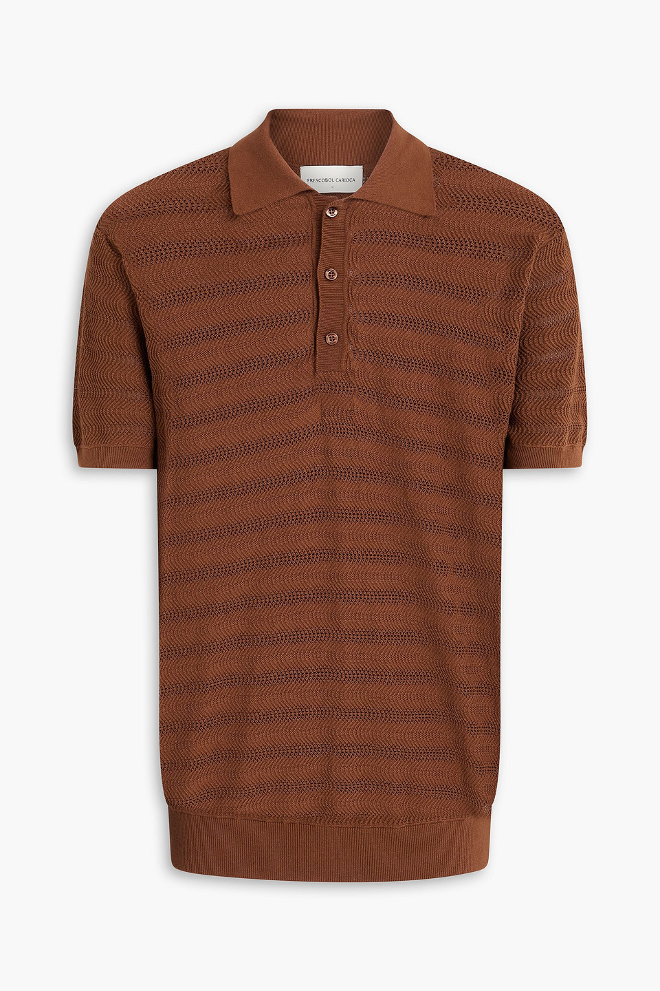 frescobol carioca - vidal pointelle-knit cotton polo shirt - brown - s