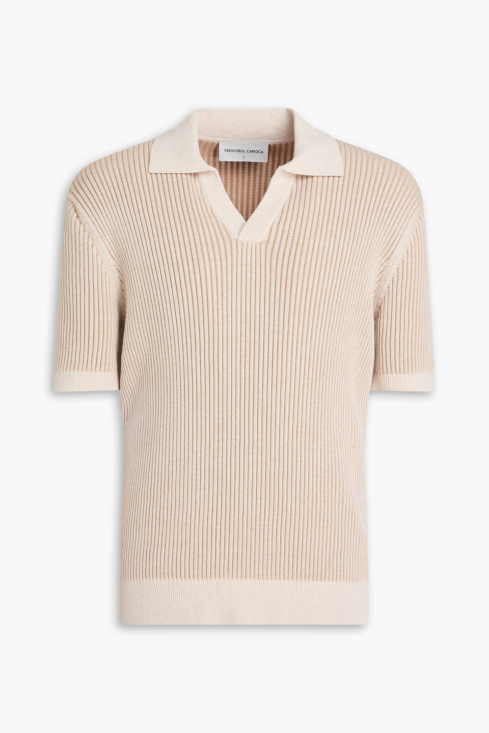 frescobol carioca - rino ribbed cotton and cashmere-blend polo shirt - neutral - s