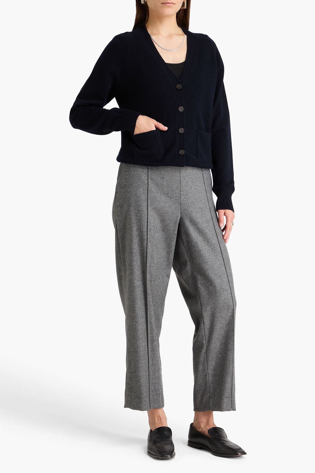 VINCE. Cropped flannel tapered pants | THE OUTNET