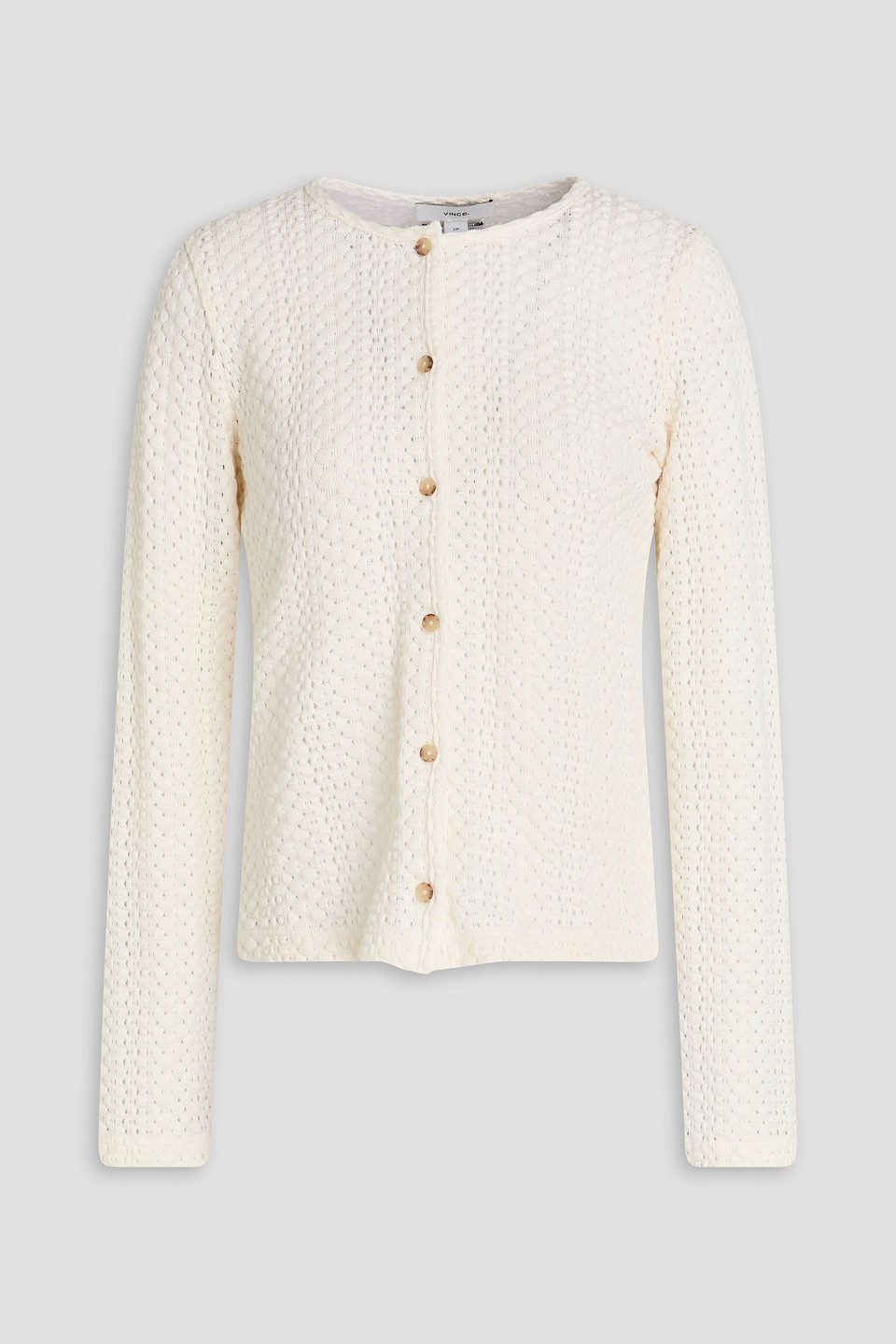 vince. - pointelle-knit cotton cardigan - white - xxs
