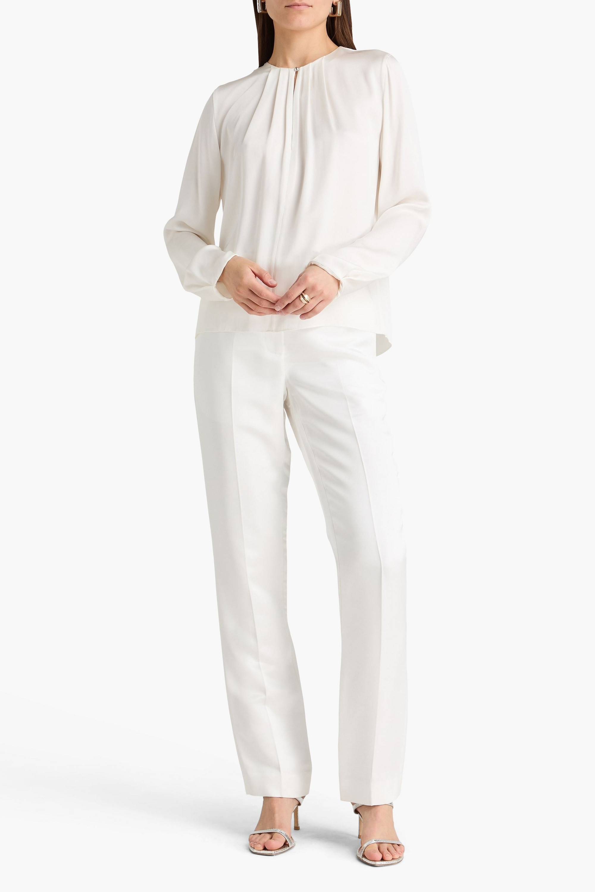 Vince Gathered silk-blend blouse