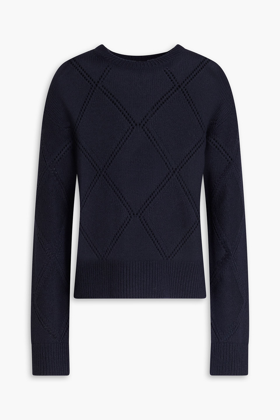 Vince Pointelle-knit Wool Sweater In Blue