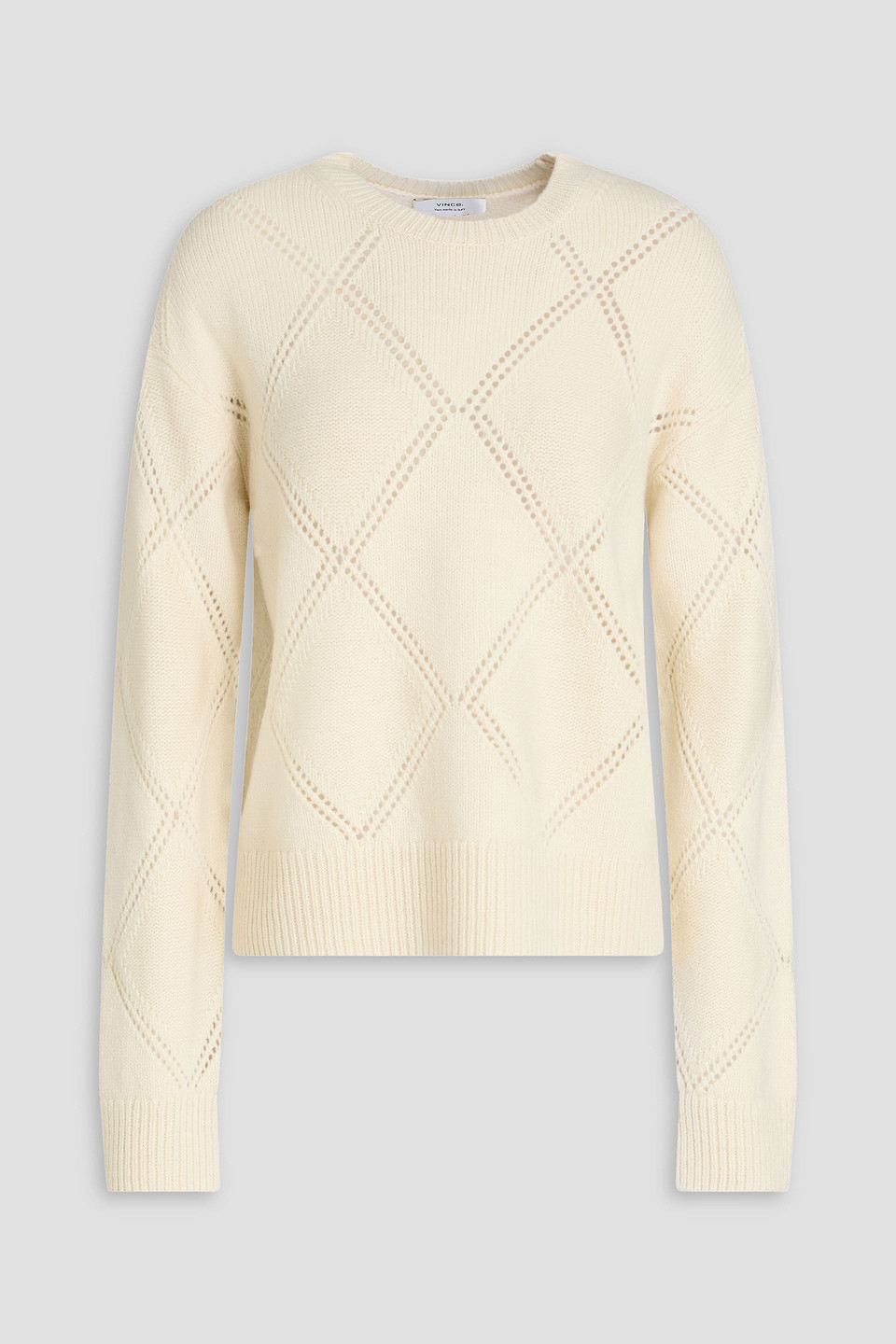 vince. - pointelle-knit wool sweater - white - xs