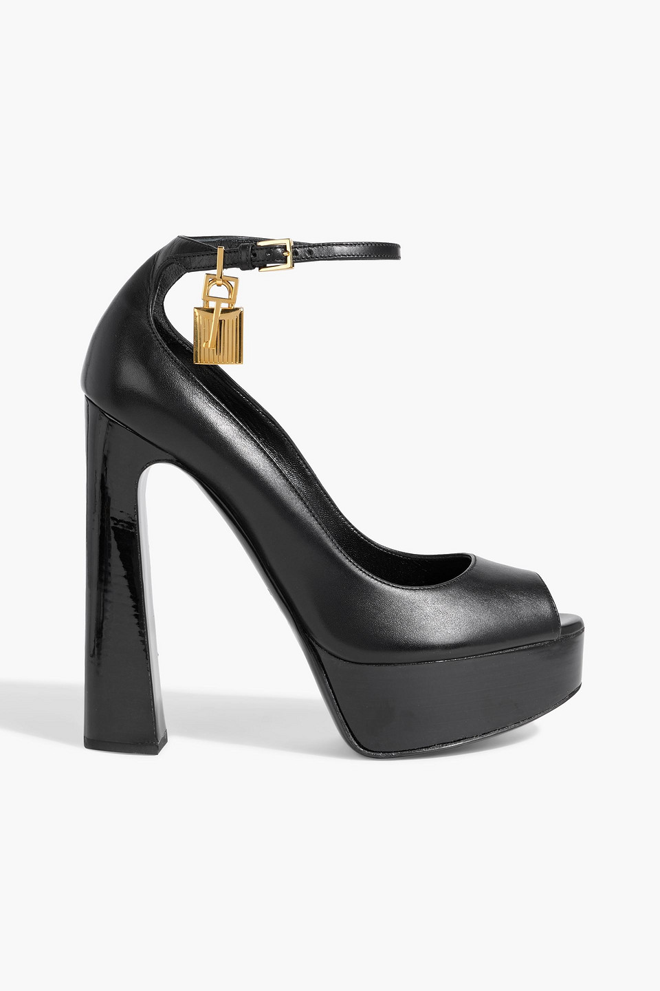 Tom Ford Padlock Leather Platform Pumps In Black