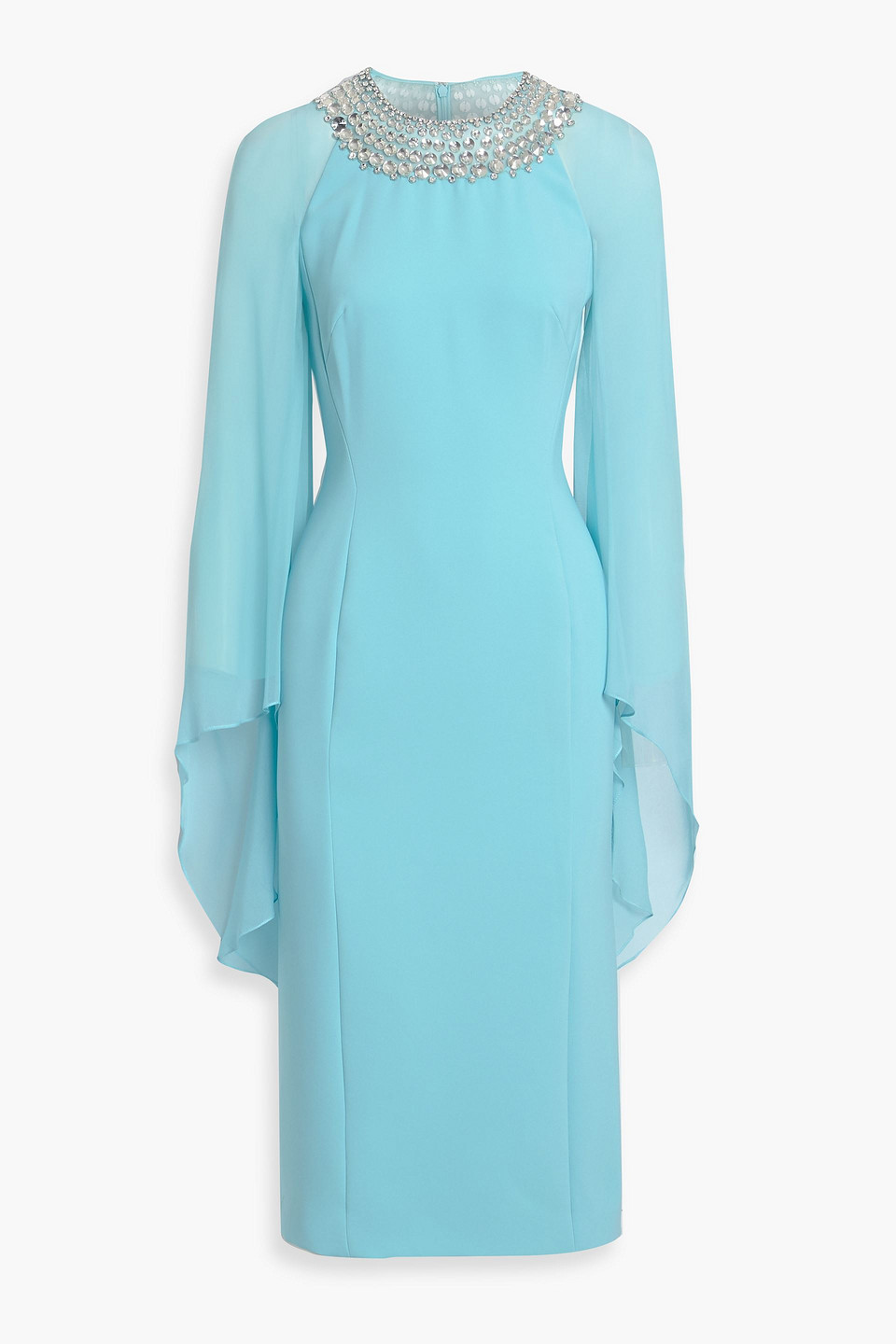 Jenny Packham Sunbeam Crystal-embellished Crepe And Chiffon Midi Dress In Blue