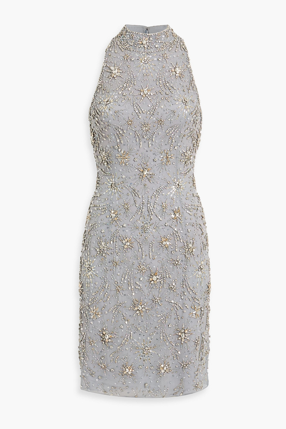 jenny packham - starry night embellished chiffon mini dress - blue - uk 8